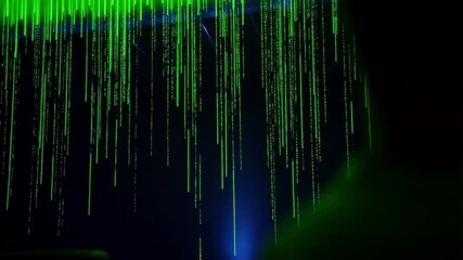 Exploring a Vibrant Digital Landscape With Cascading Green Data Streams and Glowing Elements - Powered by Adobe