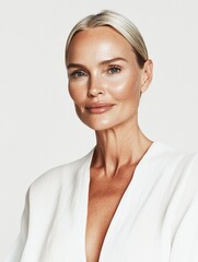 Portret eleganckiej dojrzałej kobiety o naturalnym wyglądzie