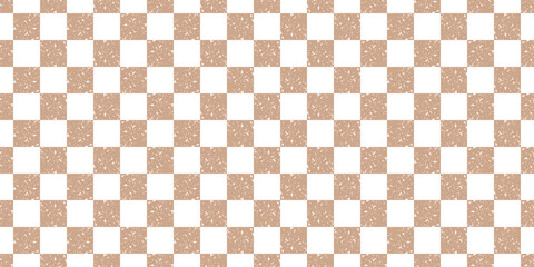 Seamless pattern in gingham. Scottish tartan texture. Checked vichy. Brawn and white geometric banner. Checkered pattern with rough grunge grainy texture. Abstract background. Vector noise.