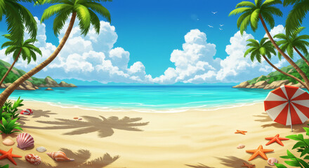 Fototapeta premium tropical beach with palm trees