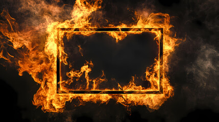 A burning frame with thick smoke billowing out, great for depicting emergencies or chaos. Chaos - Storm. Illustration