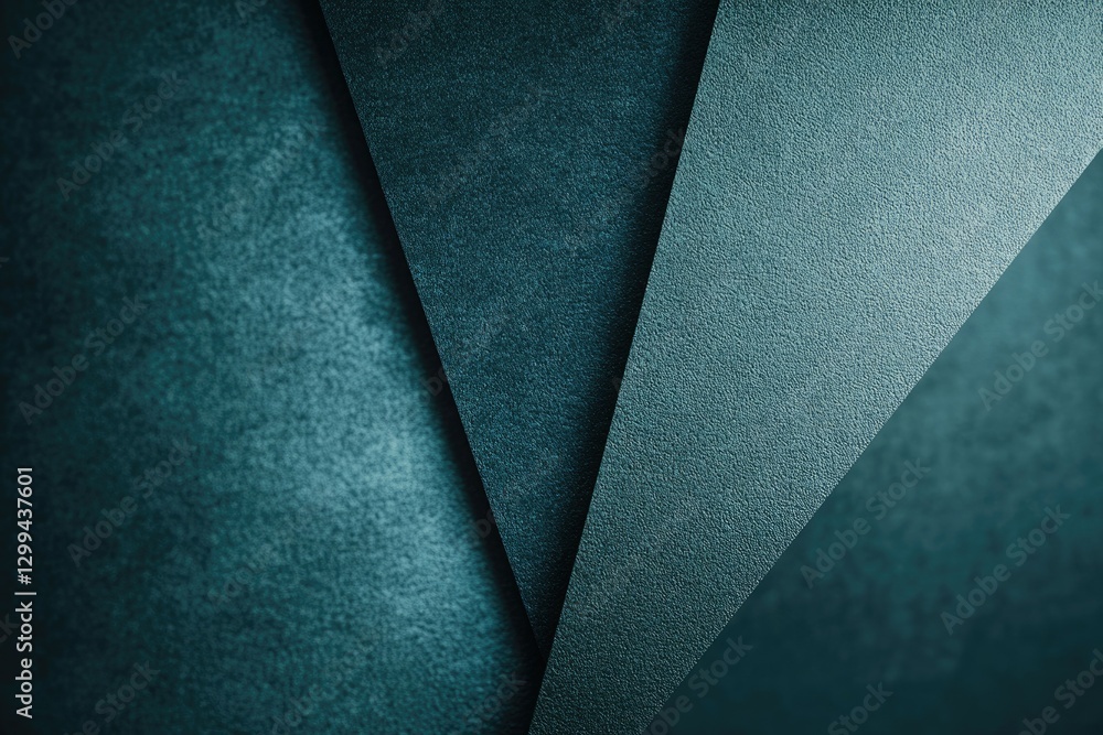 Aufkleber abstract image of teal textured papers arranged in an overlapping, geometric pattern.