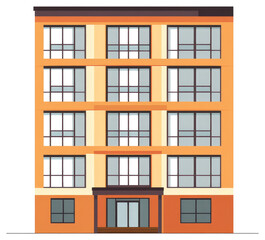 Obraz premium A flat illustration depicting a residential building with multiple floors and windows