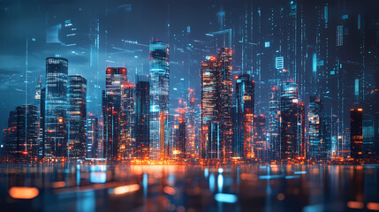 Obraz premium Navigating the future insights into the stock market data landscape and its impact on global economies. Evolution - City. Illustration