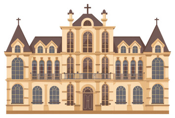 Obraz premium A detailed illustration showing a large classical building with many windows