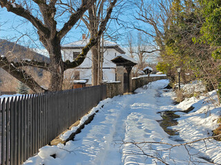 Winter view of village of Bozhentsi, Bulgaria