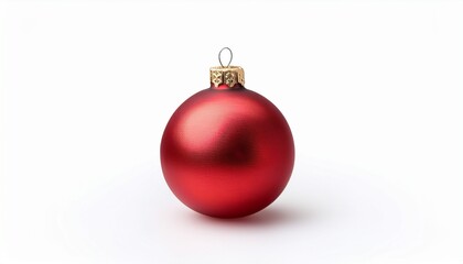 Fototapeta premium Matte Red Christmas Ball: Festive Ornament Isolated on White
