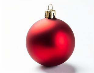Matte Red Christmas Ball: Festive Ornament Isolated on White