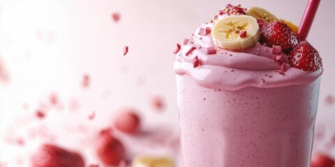 Delicious strawberry banana smoothie served in a tall glass, perfect for a refreshing treat on a warm day