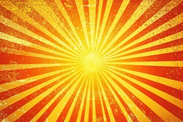 red and yellow rising sun with abstract sun rays