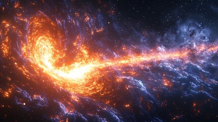 Artistic depiction of a gamma ray burst as seen from deep space with surreal high energy visuals