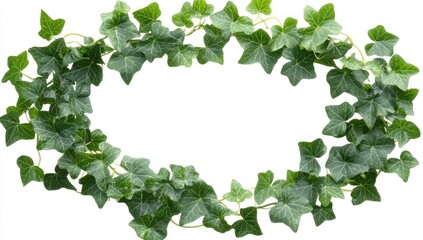 Fototapeta premium Lush Green Ivy Frame: A Natural Oval Border of Vibrant Foliage
