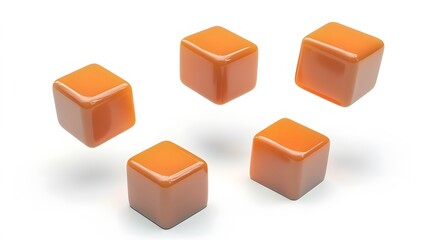 Obraz premium Floating Orange Cubes 3D Render Abstract Background