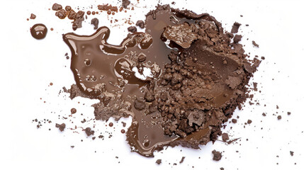 wet mud stains with dirt on white