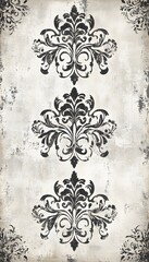 Fototapeta premium Three Decorative Floral Pattern Elements On Textured Off White Backdrop