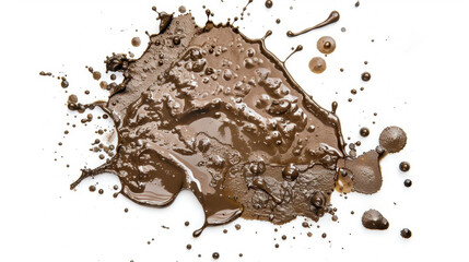 wet mud stains with dirt on white