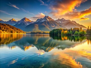 Breathtaking Panoramic Lake View: Serene Waters & Majestic Mountains