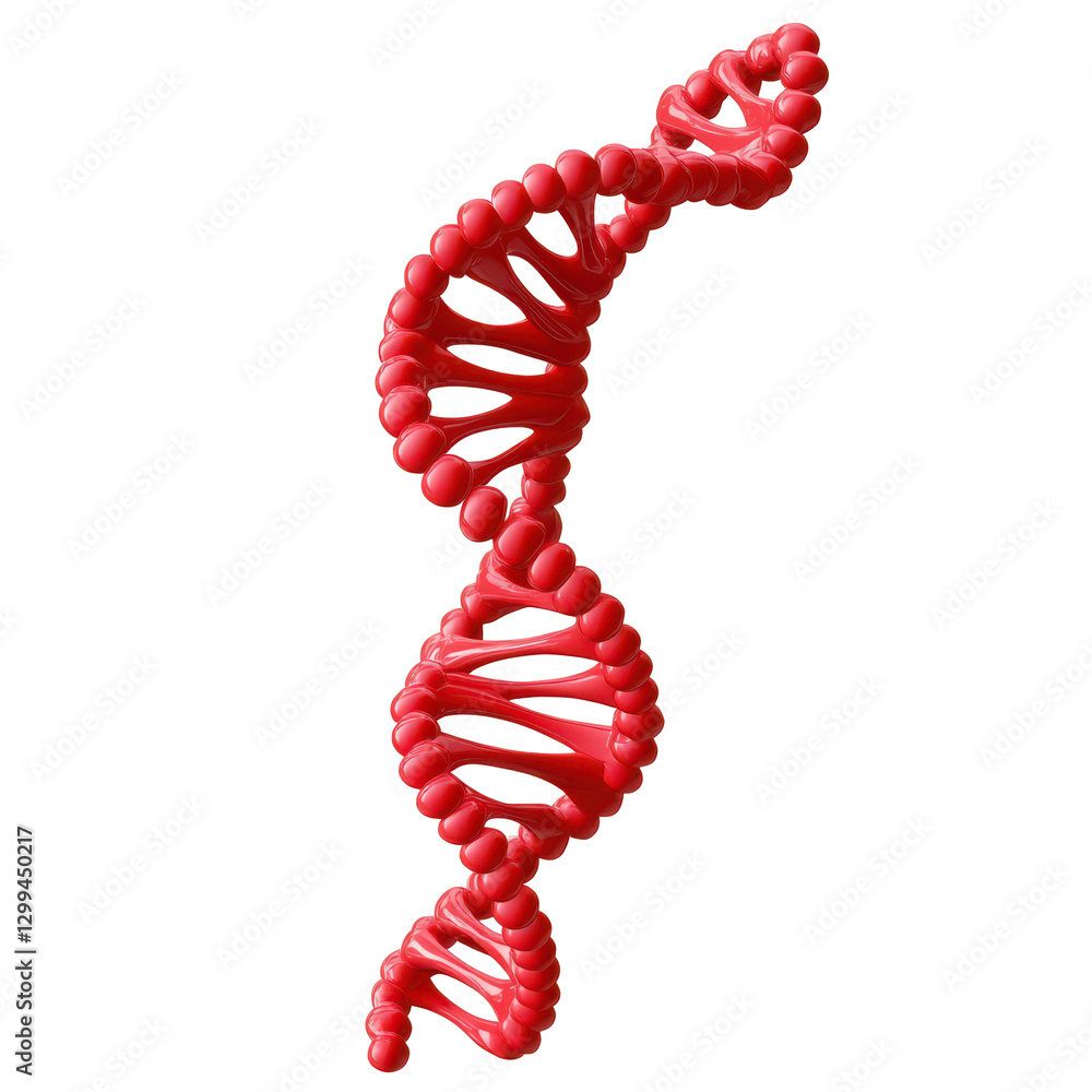 Poster detailed abstract rendering of a single strand of dna helix isolated on transparent background