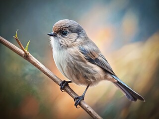 Obraz premium Bushtit on Branch, Bremerton, Washington - Wildlife Stock Photo