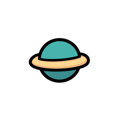 Colorful cartoon Saturn planet illustration, cosmic adventure