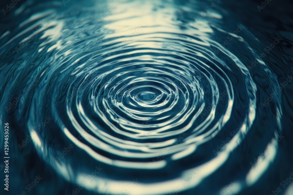Poster concentric ripples expanding outwards on a dark teal water surface, creating a mesmerizing pattern.