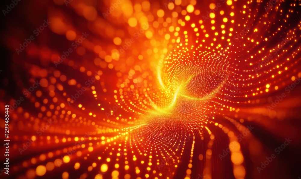 Poster abstract digital data visualization with glowing dots, symbolizing the power of modern data technolo