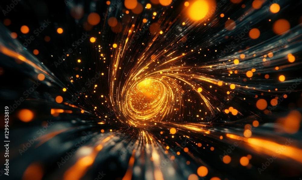 Poster abstract futuristic data stream with glowing lines and dynamic flow, representing innovation and dig