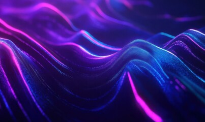 Obraz premium Abstract glowing purple and blue lines flowing across a dark background, symbolizing digital creativity.