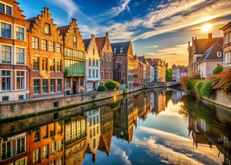 Fototapeta premium Charming Gent Canals & Historic Architecture, Belgium - Picturesque Cityscape