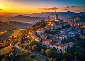 Obraz premium Charming Hilltop Towns of Modena Apennines: Monteombraro & Montecorone, Italy