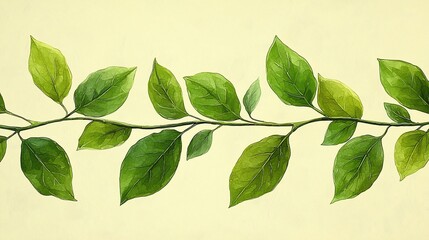 Fototapeta premium Green leaves vine seamless pattern.