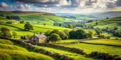 Charming Miniature Sheffield Countryside: Tilt-Shift Rural Landscape Photography