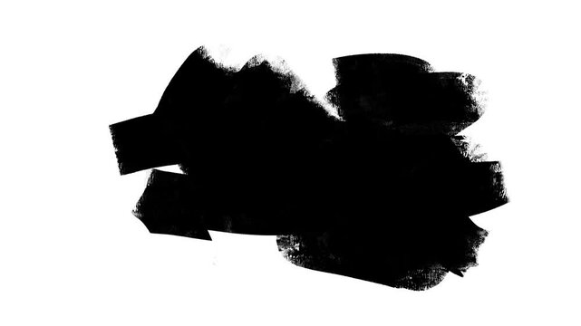 Transition brush stroke video. Animation of paint splash black and white.