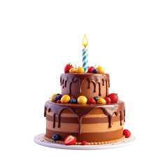 3d birthday cake with candles and cream illustration