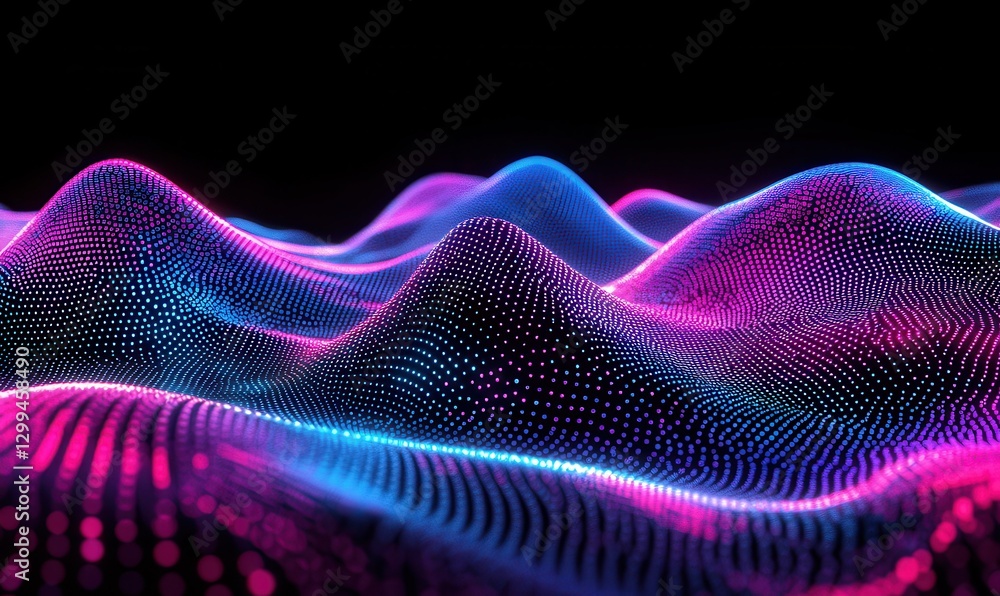 Aufkleber artistic rendering of vibrant neon waves blending in dynamic patterns on a black background, symboli