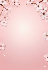 Fototapeta premium Watercolor Cherry Blossom Background with Copy Space