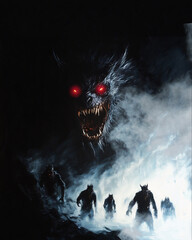 Scary Werewolf Creature at Night Background