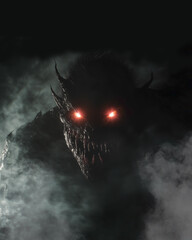 Scary Horror Demon Face in Night generated with AI