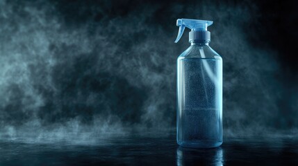 An industrial-strength air conditioner cleaning spray bottle, standing on a dark professional background, emphasizing efficiency.