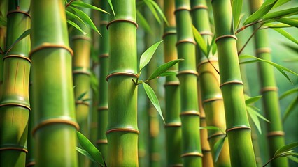 Close-up of Green Bamboo Shoots, Detailed Texture, Natural Background
