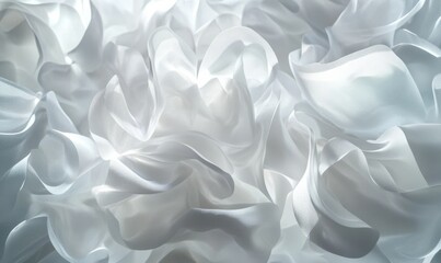 Obraz premium Artistic white petals overlapping dynamically illuminated by subtle lighting forming a delicate and organic abstract composition .