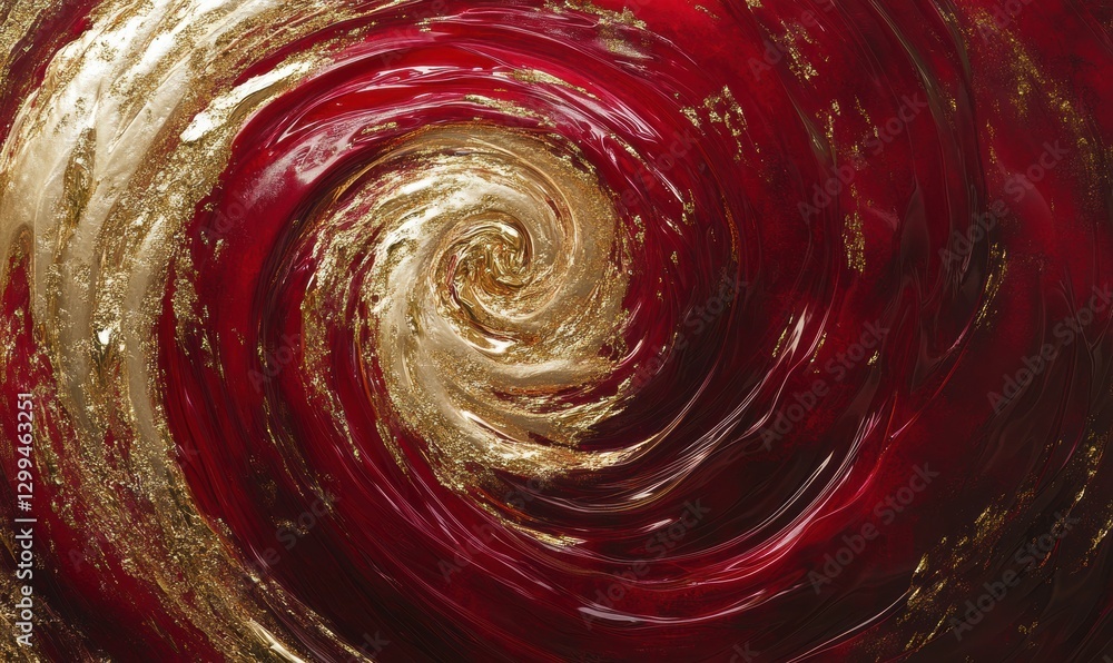 Aufkleber bold abstract swirl of deep red and gold hues illuminated by soft glowing light creating a luxurious