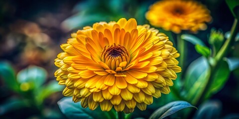 Obraz premium Close-Up of Vibrant Yellow Pot Marigold in Urban Garden