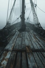 Fototapeta premium Foggy Medieval Ship Deck