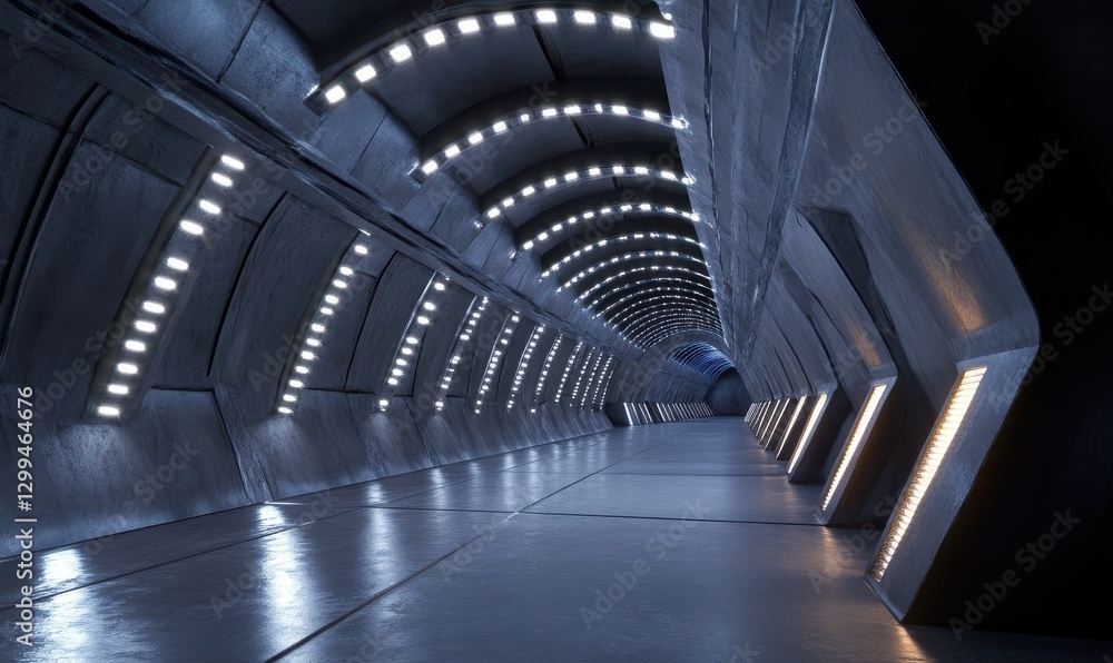 Poster dynamic streaks of glowing light weaving through a futuristic tunnel, creating a sense of speed and 