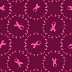 Breast cancer month seamless pink ribbon day mammogram pattern for wrapping paper and medical accessories