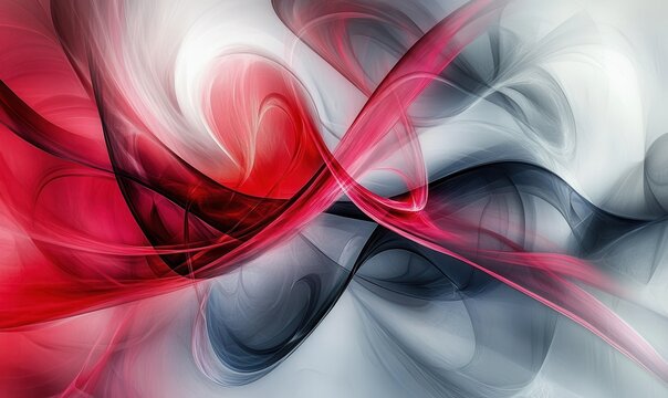 Elegant abstract composition of flowing red and black light patterns glowing dynamically, symbolizing motion and boldness
