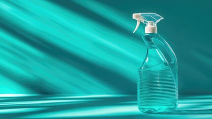 A detailed product shot of a modern floor cleaner bottle with a smart design, set against a deep emerald background to emphasize sophistication and efficacy.