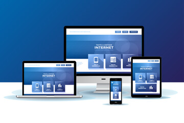Responsive web design template realistic vector