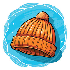 Close-up shot of a warm, ribbed knit orange beanie.  Show texture and soft material.